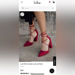 NWB Lulu’s red suede lace up block heels